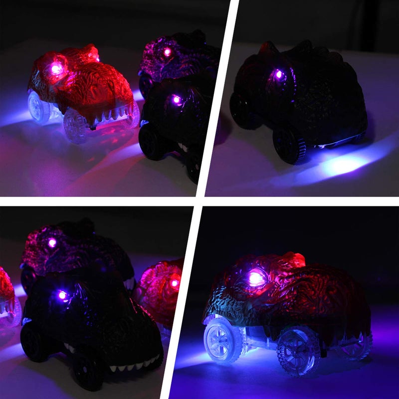 Save Unicorn Tracks Cars only Replacement, Race Cars for Magic Tracks Glow in The Dark, Racing Car Track Accessories with 3 Flashing LED Lights, Compatible with Most Tracks for Kids Boys and Girls(4pack) - Image 3